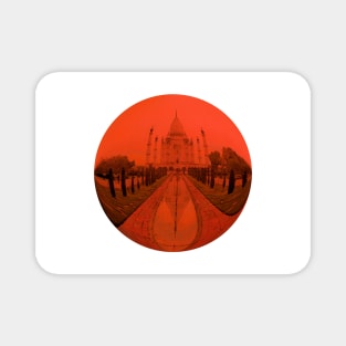 Taj Mahal circle Red Magnet