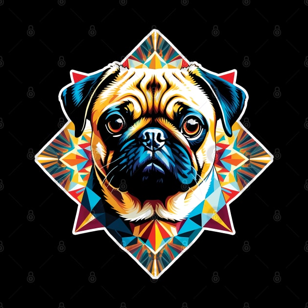 Colorful Geometric Pug by ArtfulTat