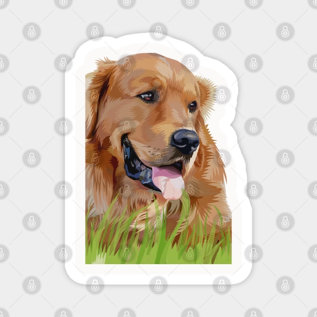 hungry brown dog-vector art Magnet by ビーズ