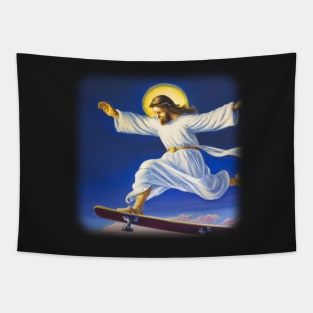 Jesus Christ on a skateboard Tapestry