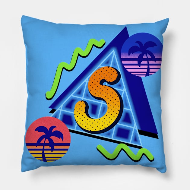 Initial Letter S - 80s Synth Pillow by VixenwithStripes