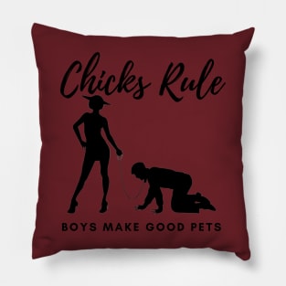 Chicks Rule Boys Make Good Pets Humor Female Empowerment Feminism Pillow