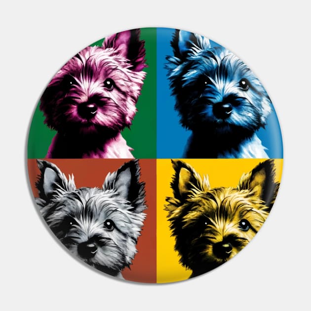 Pop Retro Art Cairn Terrier - Cute Puppy Pin by PawPopArt