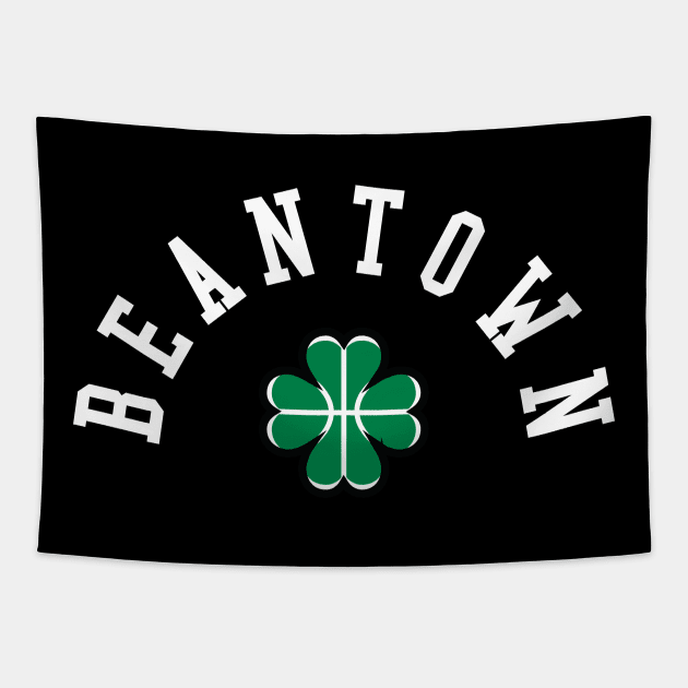 Boston Beantown Clover Basketball Fan T-Shirt: Show Your Pride for Boston & Hoops Tapestry by CC0hort