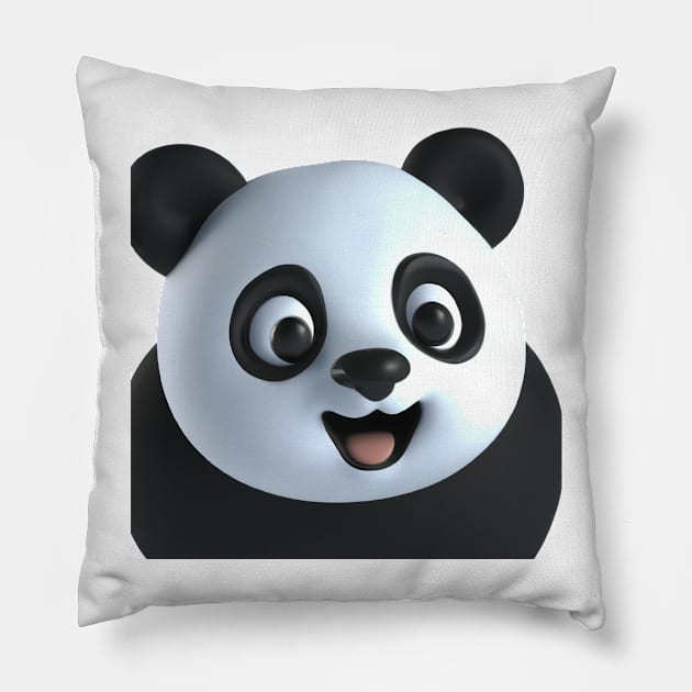 Panda Funny with Cute Smile Pillow by Rabih Store