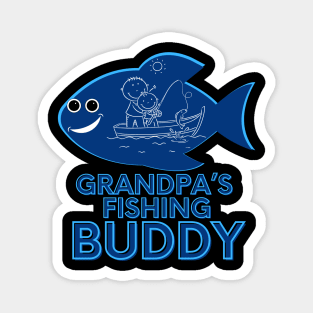 Happy vibes grandpa's fishing buddy blue Magnet