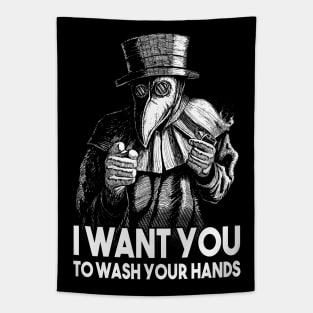 I want you to wash your hands funny dark humor uncle sam plague doctor Tapestry