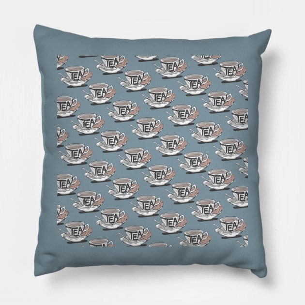 Retro Teacup pattern Pillow by mailboxdisco