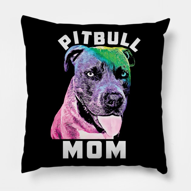 Womens Blue Nose Pitbull Mom Pop Art Style Cool Pit Pillow by Rosemarie Guieb Designs