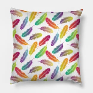 Multi Color Feathers Pattern Pillow