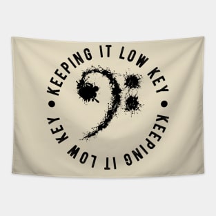 Bass Clef Black - Keeping It Low Key Funny Music Lovers Gift Tapestry