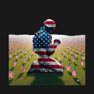 American Military Soldier Praying by focusln T-Shirt