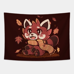 Fallen Leaves Red Panda Tapestry
