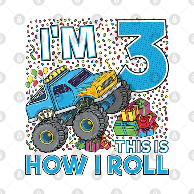 3rd Birthday Monster Truck Party Gift 3 Year Old Boy by silentsoularts