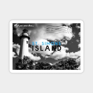 St. Simons Island Postcard b&w Magnet