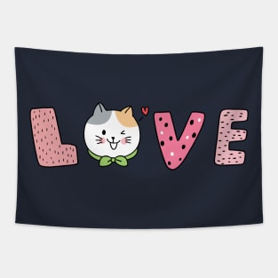 Love cartoon typography Tapestry