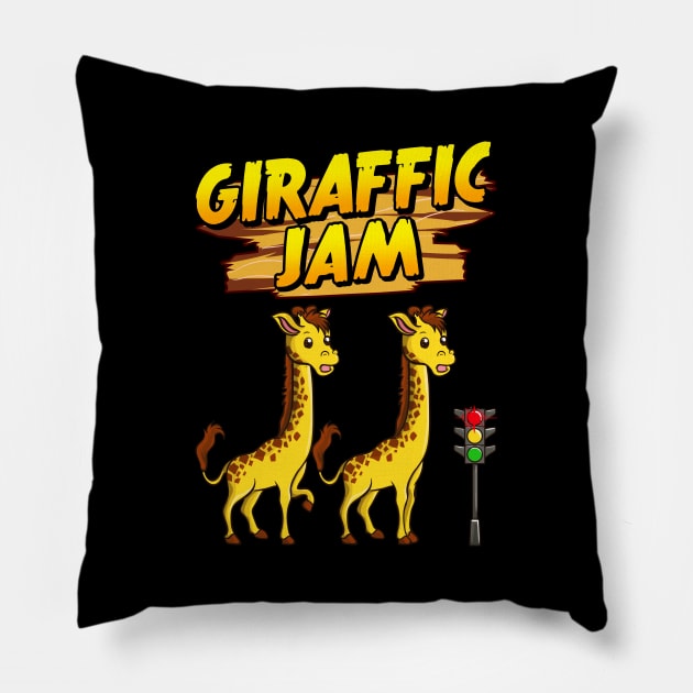 Adorable Giraffic Jam Pun Traffic Jam Giraffes Pillow by theperfectpresents