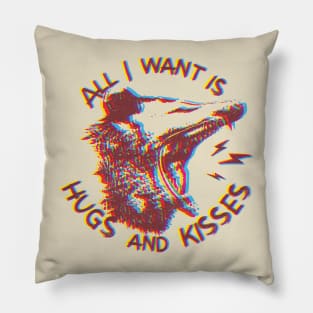 Funny Opposum Possum All I Want Is Hugs and Kisses Pillow