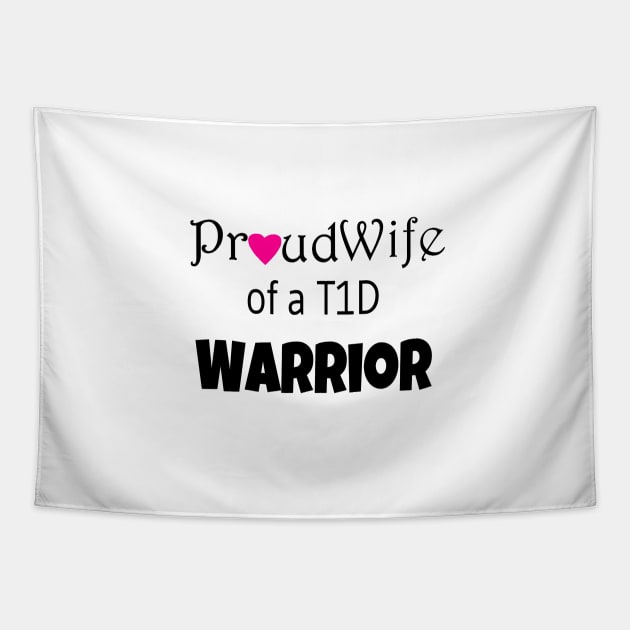 Proud Wife - Black Text - Pink Heart Tapestry by CatGirl101