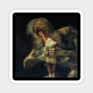 Pixelated Saturn Goya Painting Magnet