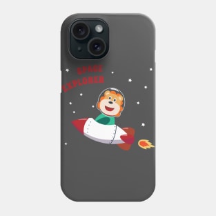cute lion astronaut play with his rocket. Phone Case