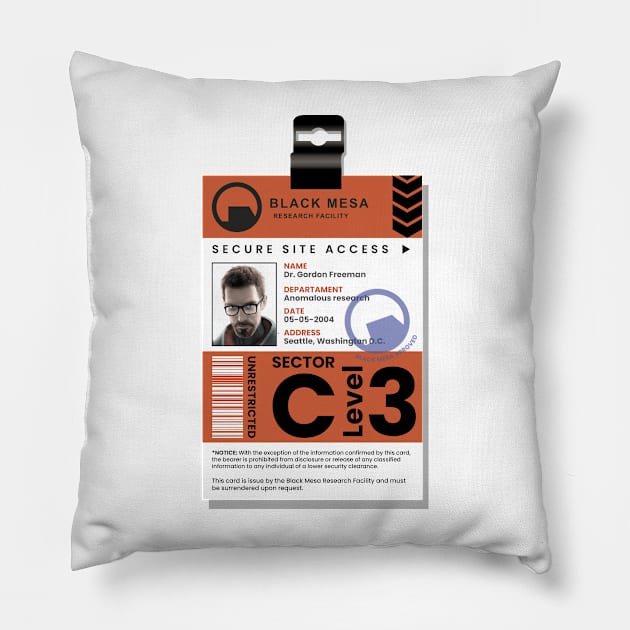 Identification Black Mesa Gordon Freeman Pillow by Green Dreads