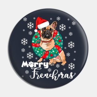 Merry Frenchmas Funny French Bulldog Christmas Frenchi Dogmas Pin