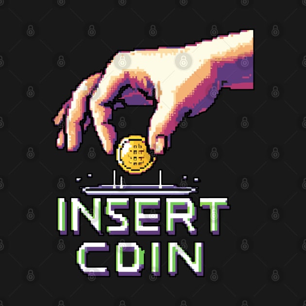 Insert Coin - 80s retro gaming pixel art by Ravenglow