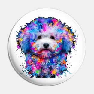 Fluffy Bichon Frisé Dog Colorful Artwork Pin