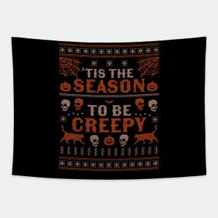 Tis the Season to be Creepy Halloween Ugly Christmas Sweater Tapestry