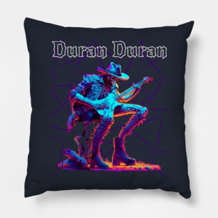 Blue cowboy skull duran Pillow