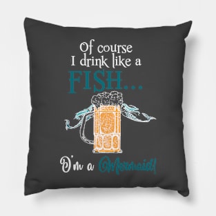 DrunkMermaid_WhiteOutlines Pillow