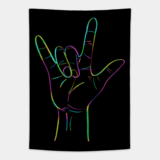 I Love U in ASL hand sign Tapestry