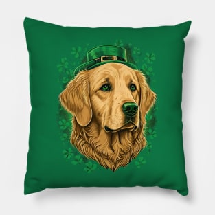 Golden Retriever St. Patrick's Day Pillow