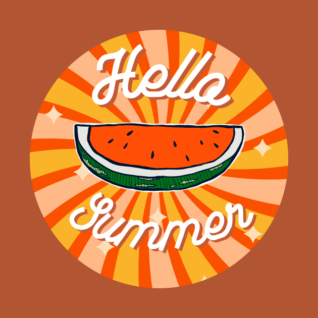 Hello Summer Watermelon Graphic Tee by Blue Raccoon Creative