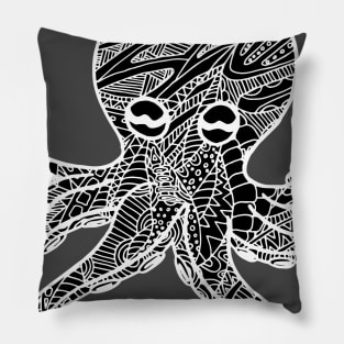 Octopus Zentangle - White Pillow