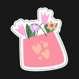 Bag of Happiness Cute Flower Bag Design T-Shirt