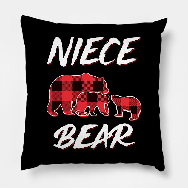 Niece Bear Red Plaid Christmas Pajama Matching Family Gift Pillow by intelus