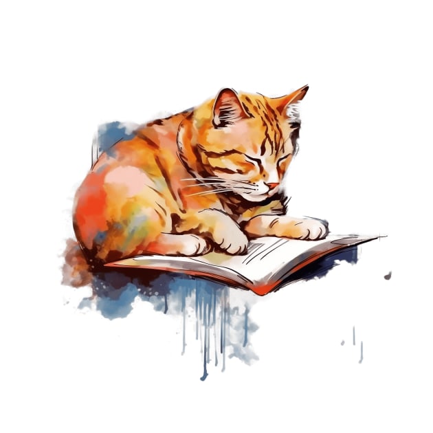Sleepy Cat Reading by T-Minus