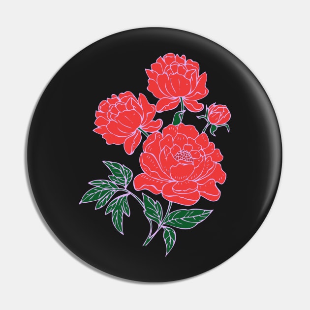 Red Peonies Pin by RockettGraph1cs