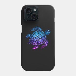 Bright Purple Teal Ombre Faux Glitter Turtle Phone Case