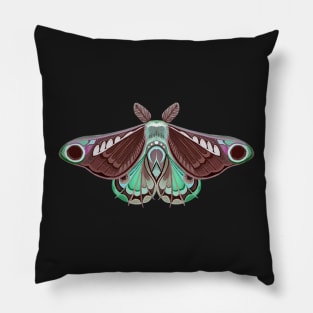 Moth sticker brown, green and pink pastel Pillow