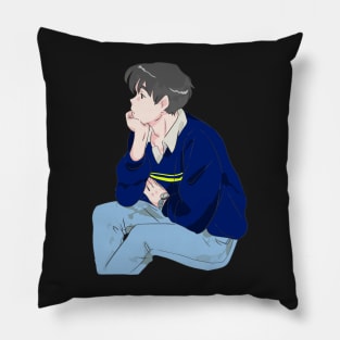 Boy lost in thoughts Pillow