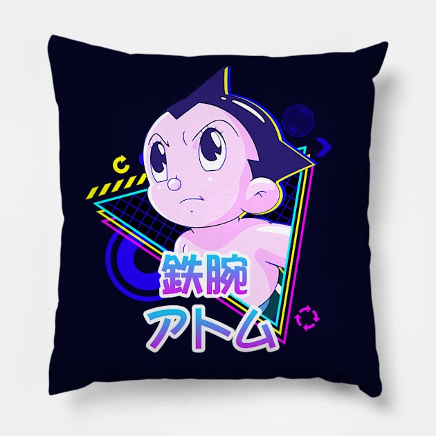 Astroboy synthwave Pillow by mrcatguys