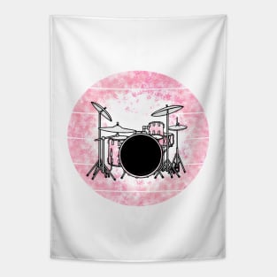 Floral Drum Kit Japanese Cherry Blossom Drummer Musician Tapestry