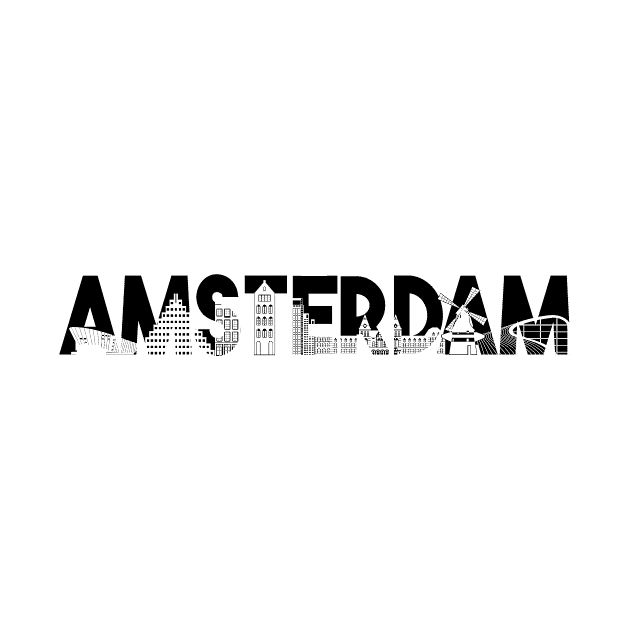 Amsterdam skyline silhouette by HBfunshirts