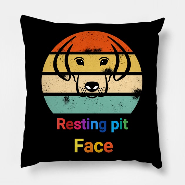 Vintage resting pit face dog Pillow by FouadBelbachir46