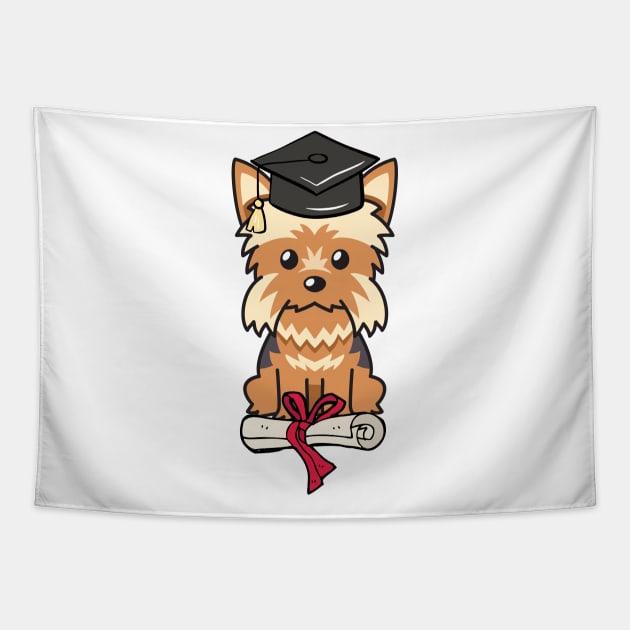 Funny yorkshire terrier is graduating Tapestry by Pet Station