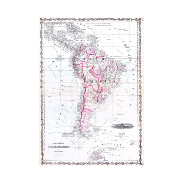 Vintage Map of South America (1861) by Bravuramedia