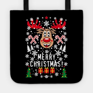 215 Reindeer Rudolph Merry Christmas Funny Deer Tote